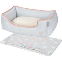 Produktbild von AniOne Pepe&Kitty Hundekissen Set mit Ersatzbezug XS in Blau und Grau aus Polyester