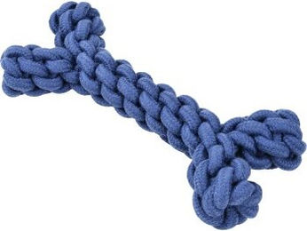 AniOne Tau-Knochen Hundespielzeug aus Baumwolle Blau Größe S – Bild 1 von 2