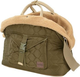 AniOne Transportbox für kleine Rassen aus Polyester in Beige und Grün – Bild 1 von 3