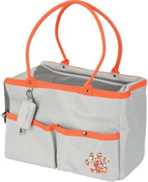 AniOne Transportbox Lola für kleine Rassen aus Polyester grau/orange – Bild 1 von 3