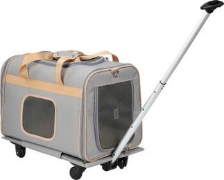 AniOne Transportbox Trolley 2-in-1 für mittlere Hunderassen in Grau aus Stoff – Bild 1 von 2