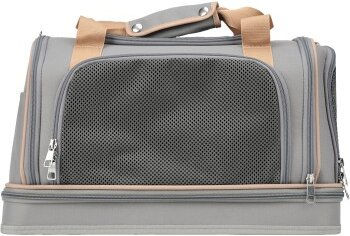 AniOne Transporttasche Air Transportbox aus Polyester für kleine Rassen in Grau – Bild 1 von 2