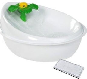 Produktbild von AniOne Trinkbrunnen Flower Weiß 1,5l aus Kunststoff mit Ersatzfilter - 1,5 l