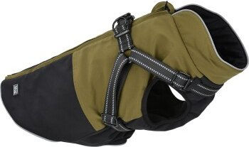 AniOne Wintermantel Tristan mit Geschirr oliv 40 cm wasserabweisend – Bild 1 von 2
