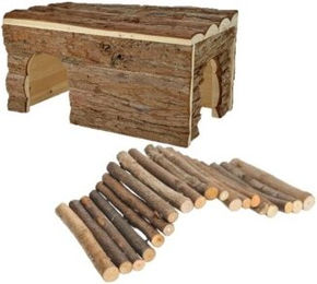 Produktbild von AniOne Zwergkaninchen Zubehör Set aus Holz in Braun XL