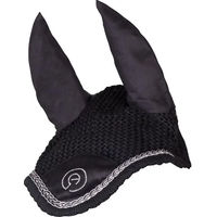 Produktbild von ANKY C-Wear Fliegenhaube mit Ohrenschutz für Warmblut Pferde in Schwarz aus Baumwolle mit Strass