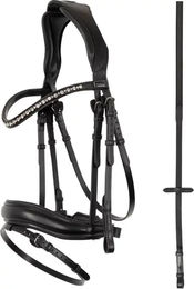 Produktbild von Anky Comfort Line Reittrense mit kombiniertem anatomischem Nasenriemen aus Leder in Schwarz