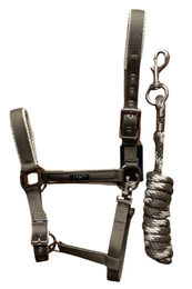 Produktbild von Anky Halfter und Strick Set Bungee Cord aus Nylon in Grau für Pferde