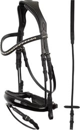 Anky Reittrense Comfort Fit mit kombiniertem anatomischem Nasenriemen aus Leder in Schwarz/Silber – Bild 1 von 3