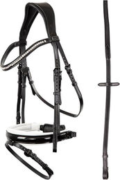 Anky Trensenzaum ATH20005 mit Zügel aus Leder Schwarz Weiß Cob – Bild 1 von 1