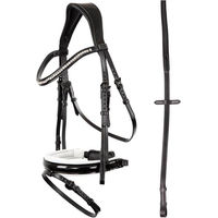 Produktbild von Anky Trensenzaum ATH20005 mit Zügel aus Leder Schwarz Weiß Cob