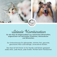Produktbild von Annimally Haut & Fell Pulver für Hunde und Katzen mit Bierhefe, Biotin und Zink 120 g - 120 g