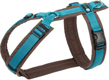 AnnyX Hundegeschirr Fun gepolstertes Nylon Brustgeschirr Braun Türkis XS – Bild 1 von 8