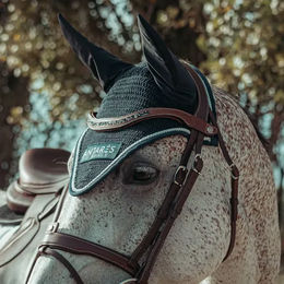 Produktbild von Antarès Fliegenhaube für Pferde mit Logo
