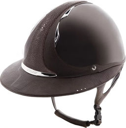 Produktbild von Antarès Premium Polo Reithelm aus Leder mit glänzendem Schirm Braun Unisex Größe S