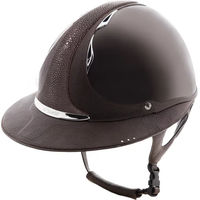 Produktbild von Antarès Premium Polo Reithelm aus Leder mit glänzendem Schirm Braun Unisex Größe S