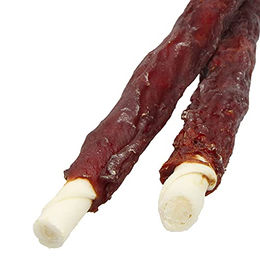 Antos Kauknochen für mittelgroße bis sehr große Hunde Kaustangen mit Ente aus Büffelhaut mit hohem Fleischanteil 130g - 2 x 65 g – Bild 1 von 4
