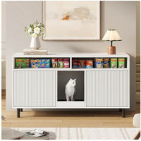 Produktbild von ANYSUN Katzenkloschrank aus Holz mit Sandfangmatte und Stauraum in Weiß für 2 Katzenklos