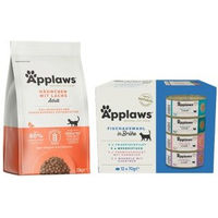 Produktbild von Applaws Adult Katzenfutter Mischpaket Huhn mit Lachs 2kg und 12x70g Fischauswahl getreidefrei und glutenfrei - 12 x 70 g