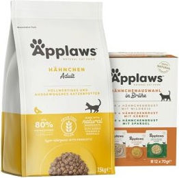Produktbild von Applaws Adult Mischfütterungs-Set Huhn 2kg und 12x70g Multipack für Katzen - 12 x 70 g