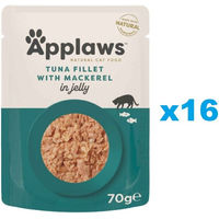 Produktbild von Applaws Bio Katzen Nassfutter Thunfisch Stückchen in Gelee Adult Getreidefrei Glutenfrei 16x 70 g - 16 x 70 g