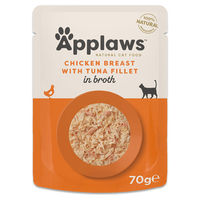 Produktbild von Applaws Cat Natural Hähnchenbrust mit Thunfischfilet in Brühe für erwachsene Katzen 48 x 70 g - 12 x 70 g