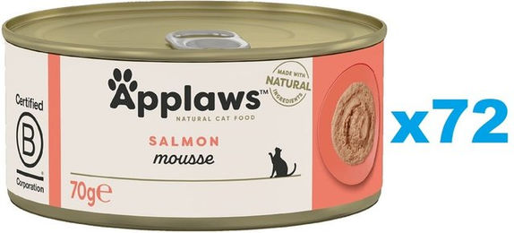 Produktbild von Applaws Katzen Mousse Adult Lachs und Thunfisch getreidefrei glutenfrei 72x 70 g - 72 x 70 g