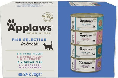 Produktbild von Applaws Katzen Nassfutter Adult Fish Selection Multipack mit Fisch in Brühe 24x70g