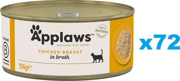 Produktbild von Applaws Katzen Nassfutter Adult Hähnchenbrust in Brühe Monoprotein ohne Farb- und Aromastoffe 72x 156g