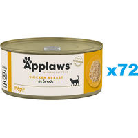 Produktbild von Applaws Katzen Nassfutter Adult Hähnchenbrust in Brühe Monoprotein ohne Farb- und Aromastoffe 72x 156g