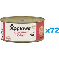 Produktbild von Applaws Katzen Nassfutter Adult Hähnchenbrust mit Ente in Brühe 72x156g