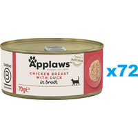 Produktbild von Applaws Katzen Nassfutter Adult Hähnchenbrust mit Ente in Sauce 72x70g mit hohem Fleischanteil ohne Farb- und Aromastoffe - 72 x 70 g