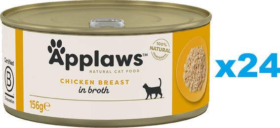 Produktbild von Applaws Katzen Nassfutter Adult Huhn Hähnchenbrust in Brühe Monoprotein 24x 156g