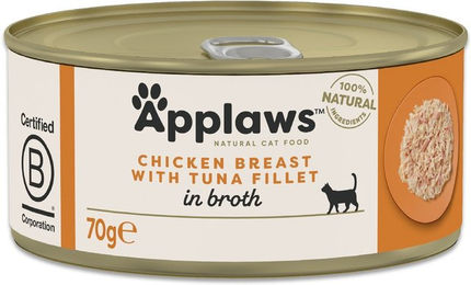Produktbild von Applaws Katzen Nassfutter Adult Huhn mit Thunfisch in Brühe 70 g
