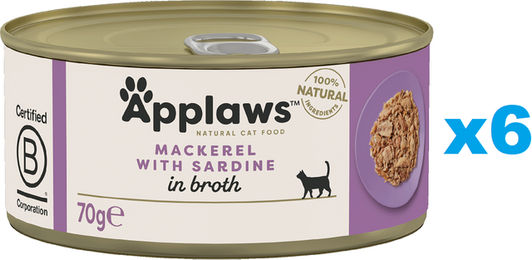Applaws Katzen Nassfutter Adult Makrele und Sardine in Brühe 6x70 g - 24 x 70 g – Bild 1 von 4