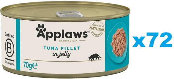 Produktbild von Applaws Katzen Nassfutter Adult Thunfisch in Gelee 72x 70g - 72 x 70 g