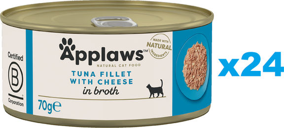 Produktbild von Applaws Katzen Nassfutter Adult Thunfisch mit Käse in Brühe 24x70 g mit hohem Fleischanteil - 24 x 70 g