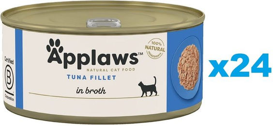 Produktbild von Applaws Katzen Nassfutter Adult Thunfischfilets in Brühe glutenfrei 24x70 g - 24 x 70 g