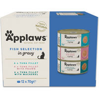 Produktbild von Applaws Katzen Nassfutter Fisch-Auswahl mit Thunfisch und Garnele in Soße getreidefrei 24 x 70 g