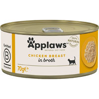 Produktbild von Applaws Katzen Nassfutter Hähnchenbrust in Brühe für erwachsene Katzen 6 x 70 g - 6 x 70 g