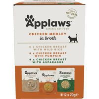 Produktbild von Applaws Katzen Nassfutter Huhn in Suppe Adult 12 x 70g glutenfrei - 12 x 70 g