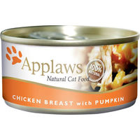 Produktbild von Applaws Katzen Nassfutter Huhn und Kürbis in Brühe, glutenfrei, 24 x 70 g