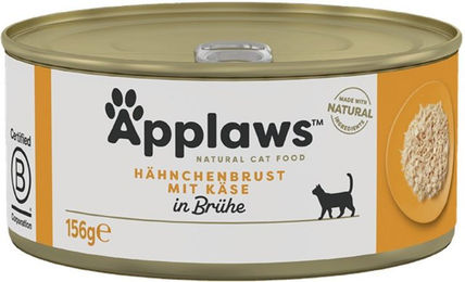 Produktbild von Applaws Katzen Nassfutter Hühnchenbrust und Käse für erwachsene Katzen mit hohem Fleischanteil 24x156g