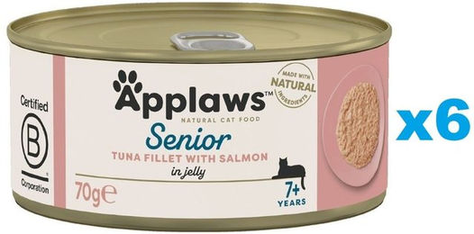 Applaws Katzen Nassfutter Senior Thunfisch mit Lachs in Gelee 6x70g - 6 x 70 g – Bild 1 von 3