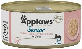 Produktbild von Applaws Katzen Nassfutter Senior Thunfisch und Lachs in Gelee 24x70g