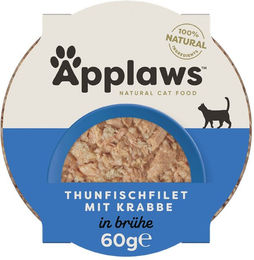 Produktbild von Applaws Katzen Nassfutter Thunfisch mit Krabbe für alle Altersstufen 10x60g ohne Farb- und Aromastoffe