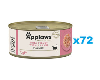 Produktbild von Applaws Katzen Nassfutter Thunfisch und Garnele in Sauce glutenfrei 72x70g - 72 x 70 g