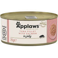 Produktbild von Applaws Katzen Nassfutter Thunfisch und Lachs in Gelee 24x70g glutenfrei - 24 x 70 g