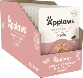 Applaws Katzen Nassfutter Thunfischfilet mit Lachs in Gelee für adulte Katzen 16x70 g - 16 x 70 g – Bild 1 von 3
