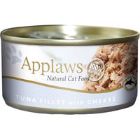 Produktbild von Applaws Katzen Nassfutter Thunfischfilet und Käse in Brühe, glutenfrei, 24 x 70 g